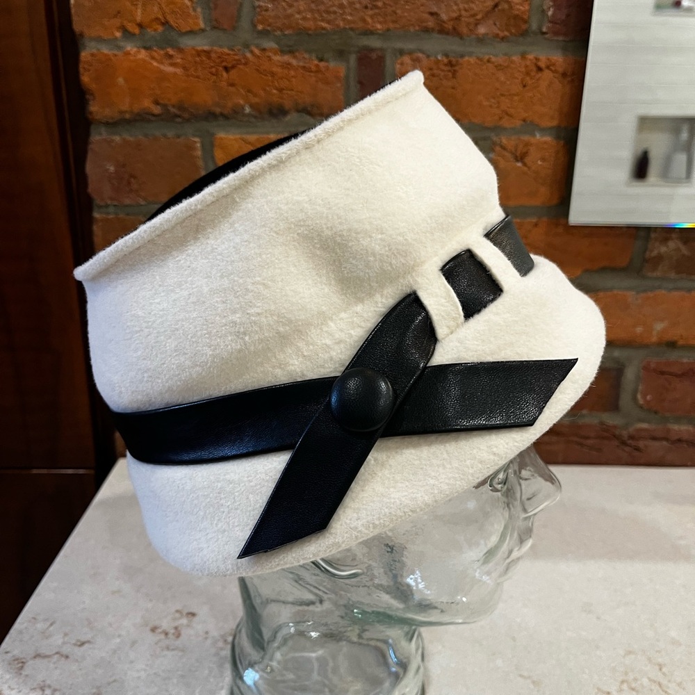 Vintage Sherel’s New York Hat Red Cream/White with Black Band